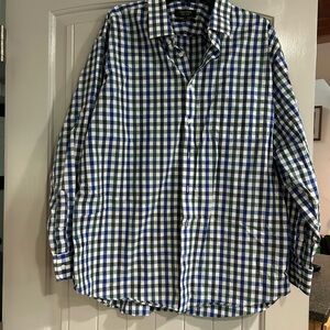 Blue / white long sleeve checked mens shirt